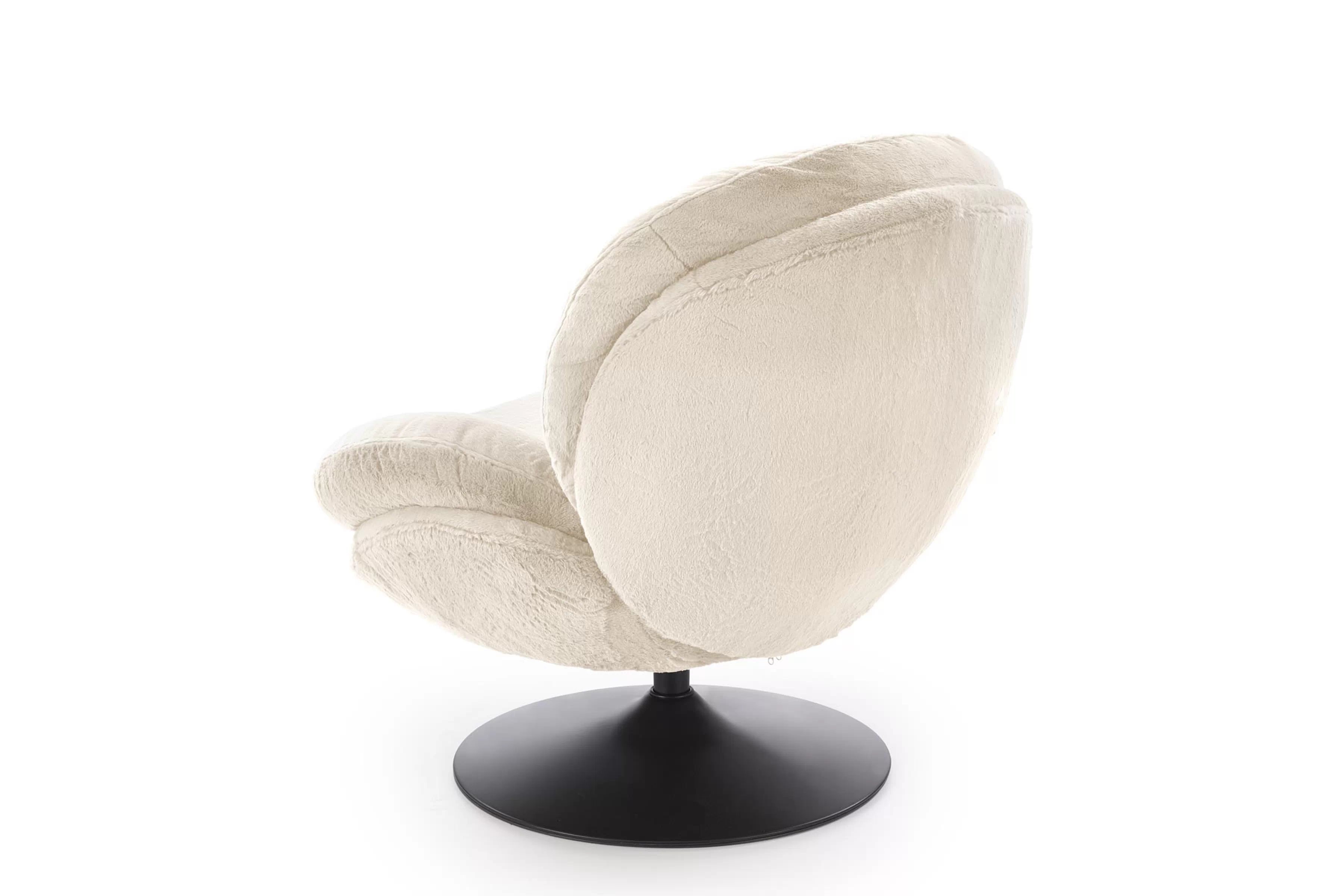 Otočné relaxační křeslo Sella - béžový samet Křeslo čalouněná Sella obrotowy - béžová Pletenina futerkowa