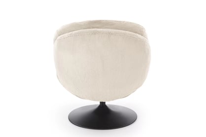 Otočné relaxační křeslo Sella - béžový samet Křeslo čalouněná Sella obrotowy - béžová Pletenina futerkowa