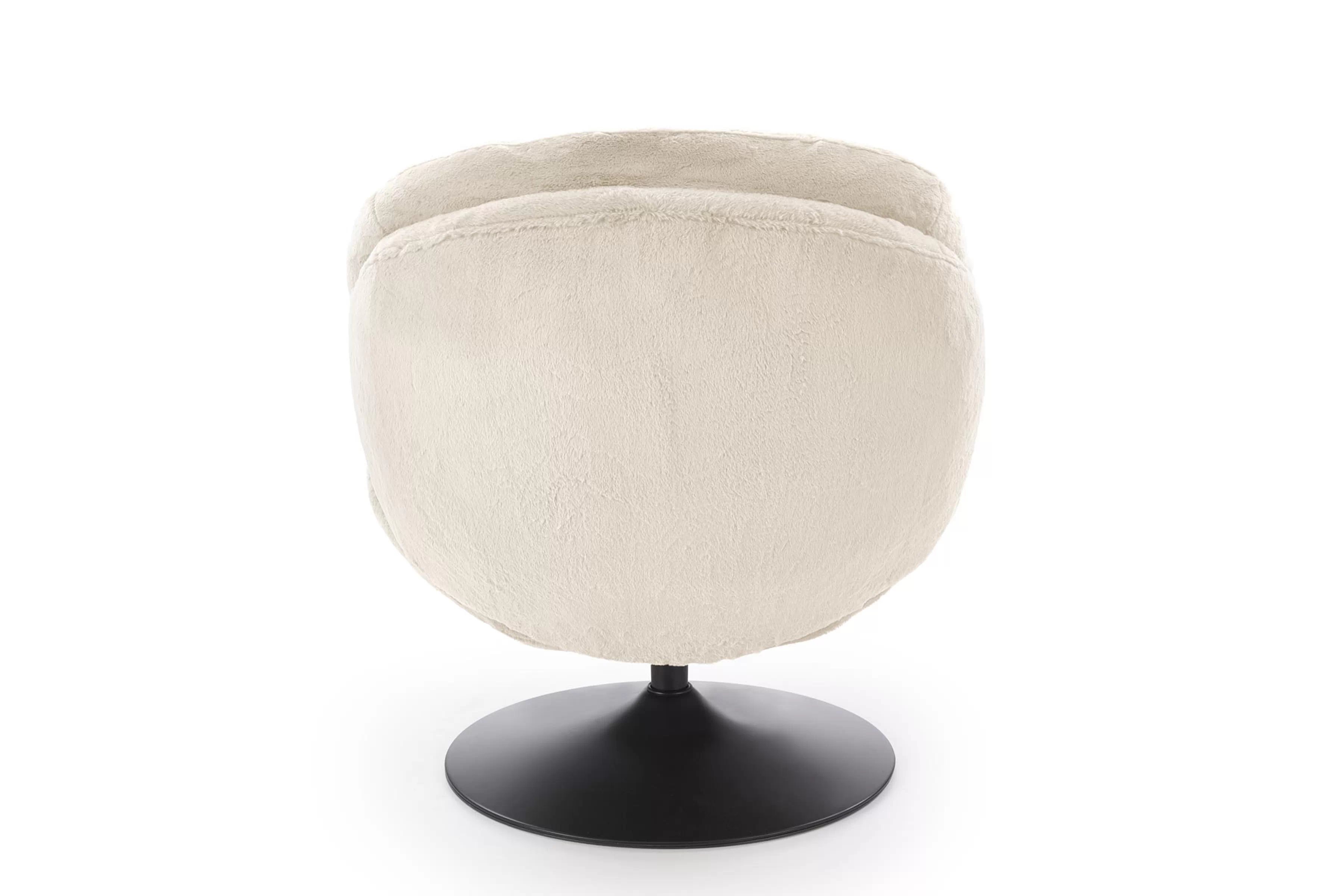 Otočné relaxační křeslo Sella - béžový samet Křeslo čalouněná Sella obrotowy - béžová Pletenina futerkowa