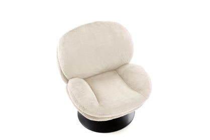 Otočné relaxační křeslo Sella - béžový samet Křeslo čalouněná Sella obrotowy - béžová Pletenina futerkowa