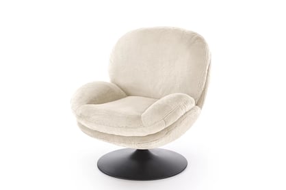 Otočné relaxační křeslo Sella - béžový samet Křeslo čalouněná Sella obrotowy - béžová Pletenina futerkowa