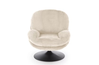 Otočné relaxační křeslo Sella - béžový samet Křeslo čalouněná Sella obrotowy - béžová Pletenina futerkowa