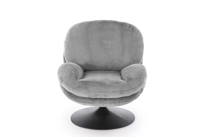 Otočné relaxační křeslo Sella - šedý plyš Křeslo čalouněná Sella obrotowy - šedá Pletenina futerkowa 