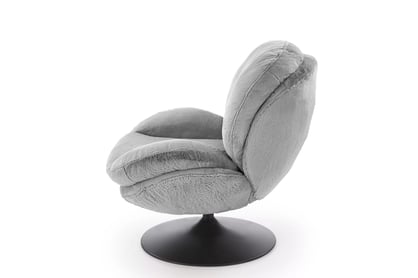 Otočné relaxační křeslo Sella - šedý plyš Křeslo čalouněná Sella obrotowy - šedá Pletenina futerkowa 