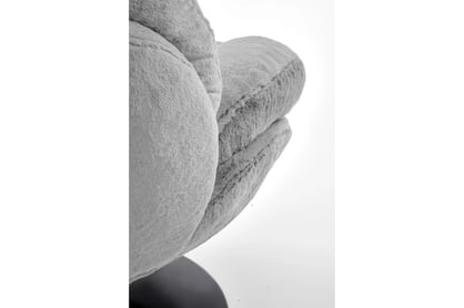 Otočné relaxační křeslo Sella - šedý plyš Křeslo čalouněná Sella obrotowy - šedá Pletenina futerkowa 