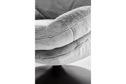 Otočné relaxační křeslo Sella - šedý plyš Křeslo čalouněná Sella obrotowy - šedá Pletenina futerkowa 