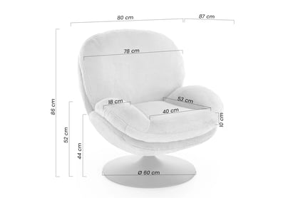 Otočné relaxační křeslo Sella - šedý plyš Křeslo čalouněná Sella obrotowy - šedá Pletenina futerkowa 