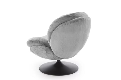 Otočné relaxační křeslo Sella - šedý plyš Křeslo čalouněná Sella obrotowy - šedá Pletenina futerkowa 