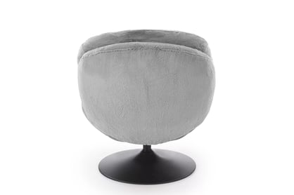 Otočné relaxační křeslo Sella - šedý plyš Křeslo čalouněná Sella obrotowy - šedá Pletenina futerkowa 