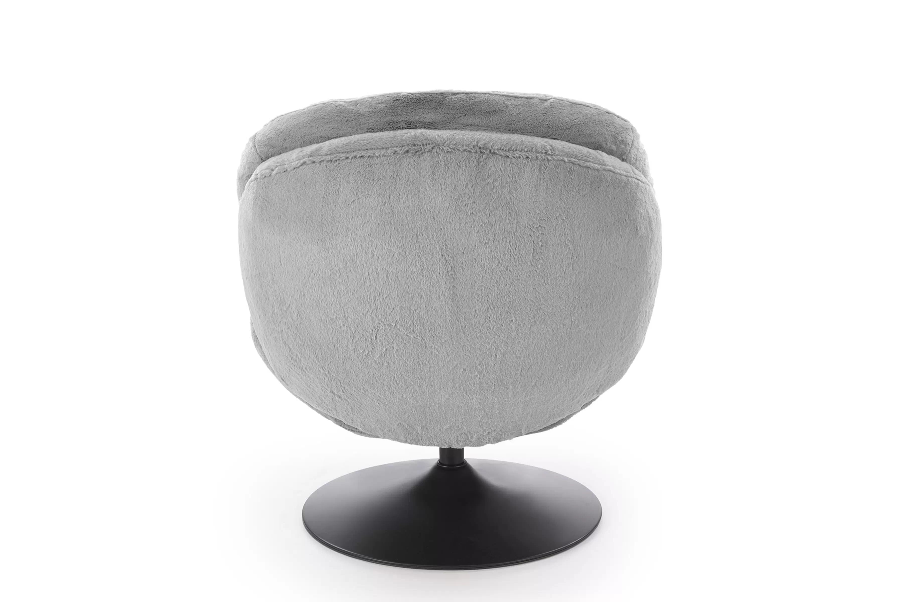 Otočné relaxační křeslo Sella - šedý plyš Křeslo čalouněná Sella obrotowy - šedá Pletenina futerkowa 