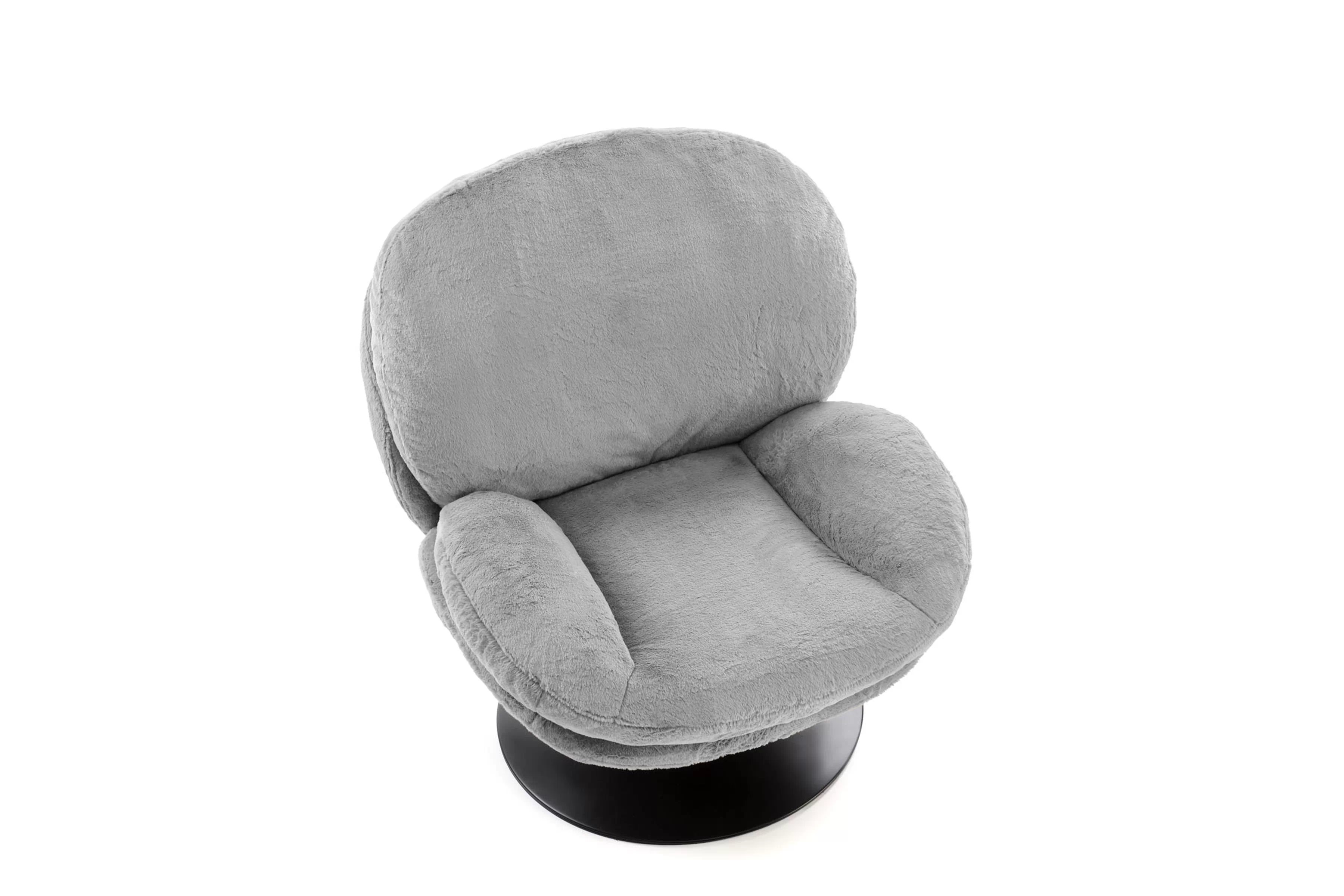 Otočné relaxační křeslo Sella - šedý plyš Křeslo čalouněná Sella obrotowy - šedá Pletenina futerkowa 