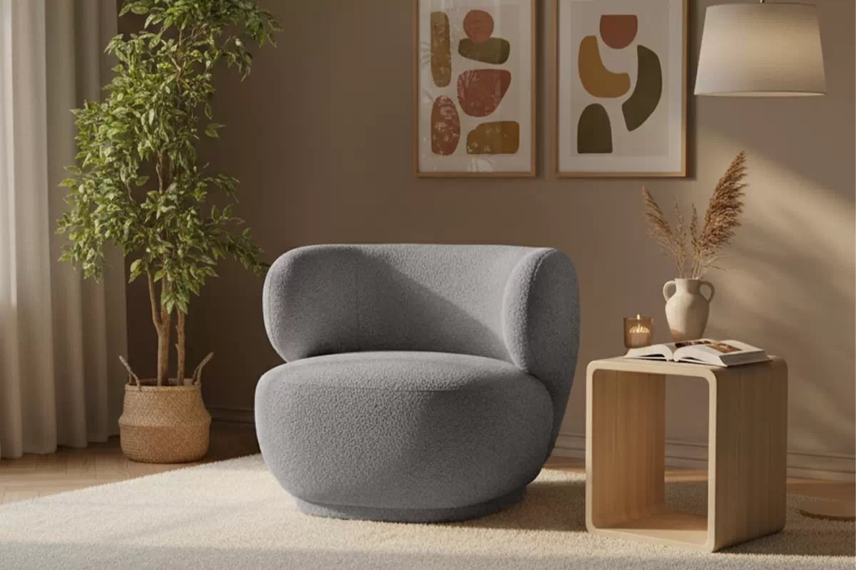 Odpočinkové křeslo Skindi - šedá bouclé Catch Me 24 Křeslo čalouněná Skindi - šedá bukla Catch Me 24