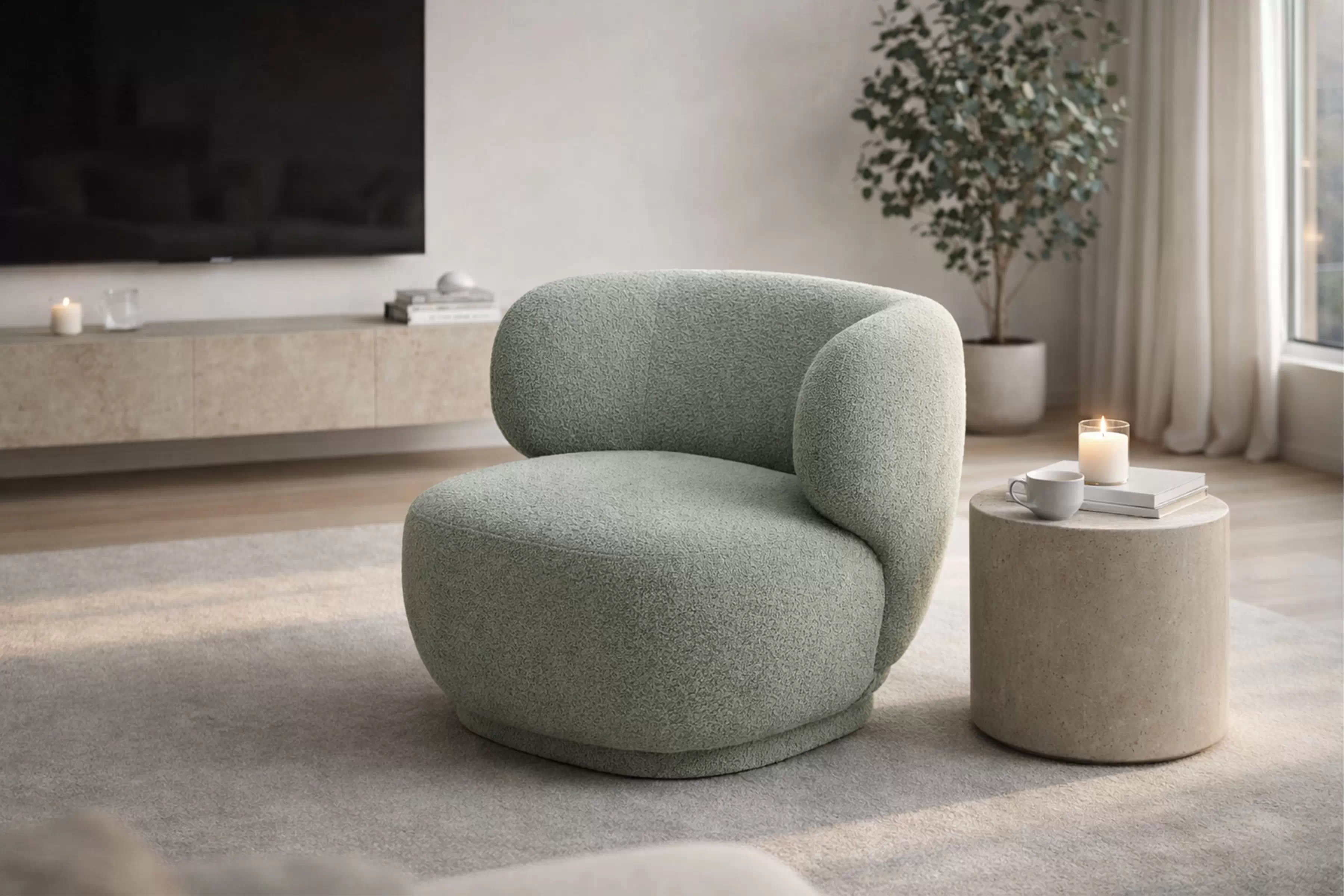 Relaxačné kreslo Skindi - zelená buklé Catch Me 13 Kreslo odpočinkové Skindi - zelená boucle Catch Me 13