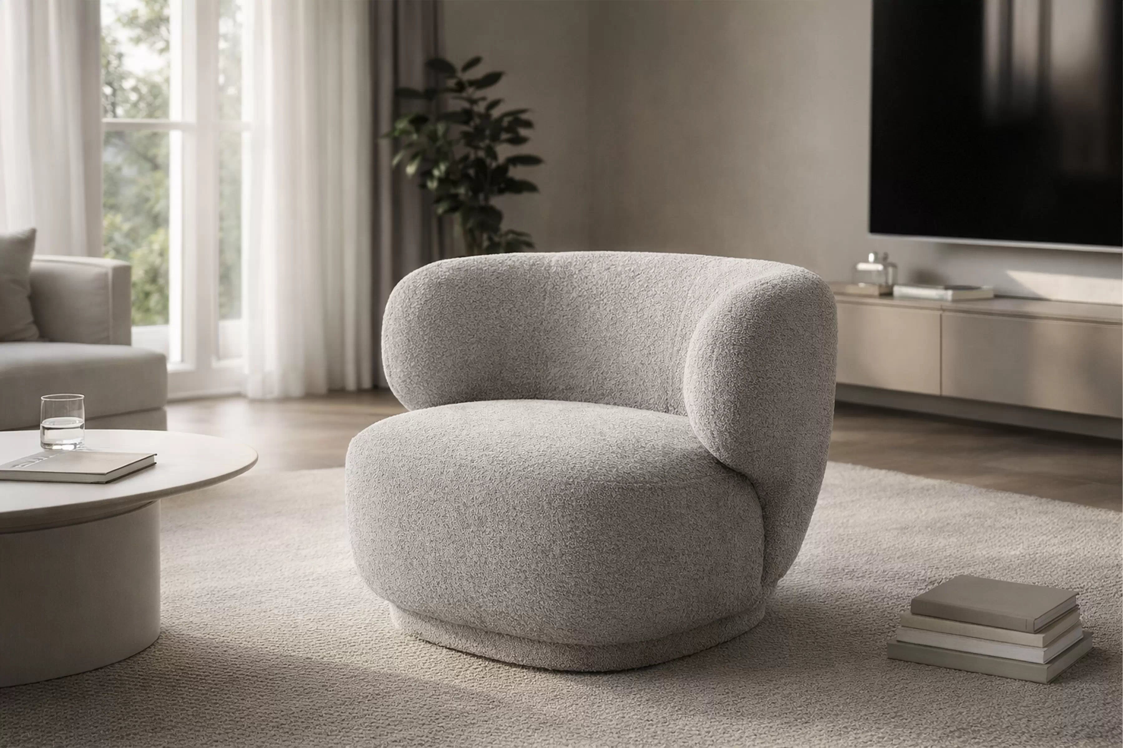 Relaxačné kreslo Skindi otočné - sivá bouclé Catch Me 24 Kreslo odpočinkové Skindi otočna - šedá boucle Catch Me 24