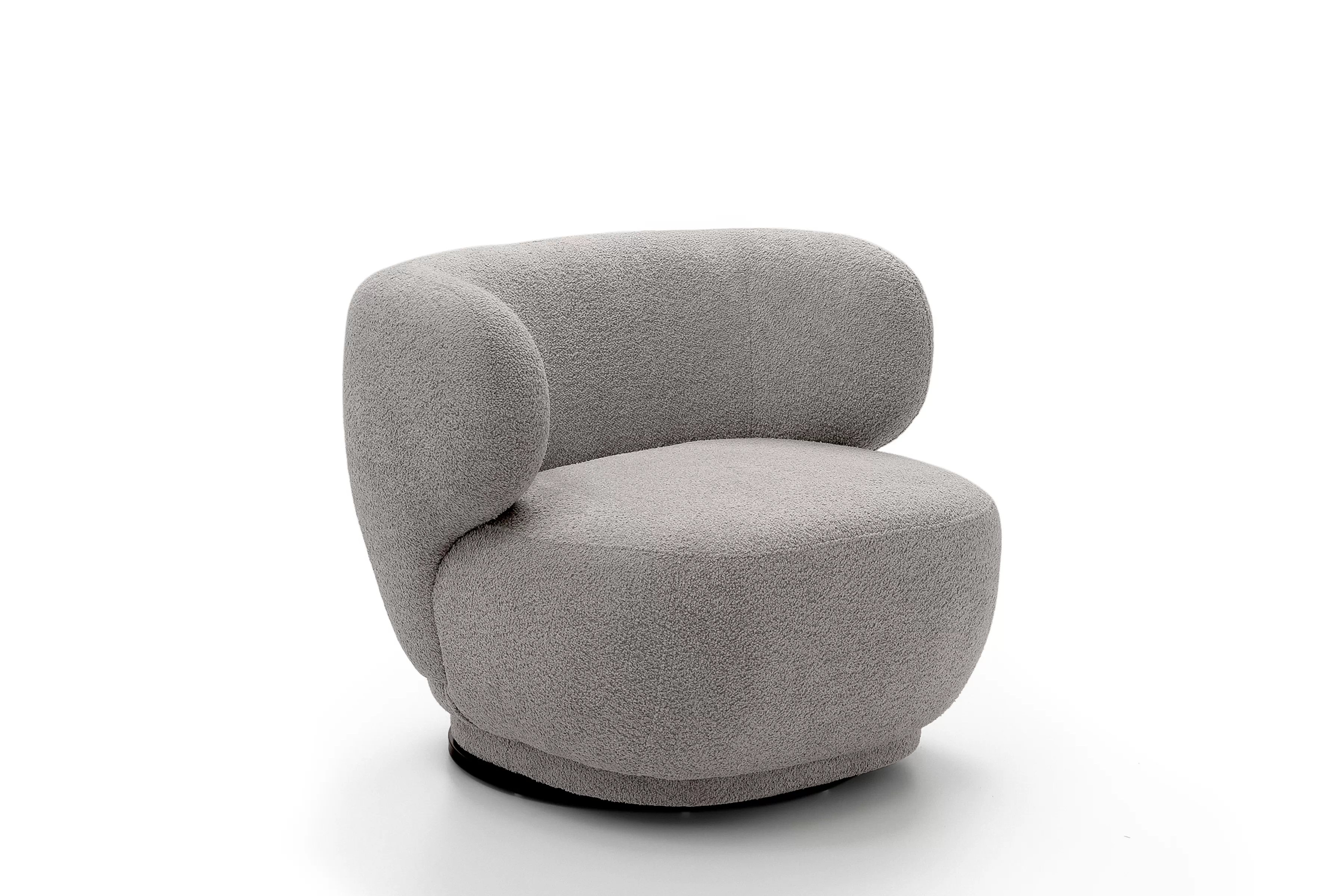 Relaxační křeslo Skindi otočné - šedá bouclé Catch Me 24 Křeslo čalouněná Skindi obrotowy - šedá boucle Catch Me 24