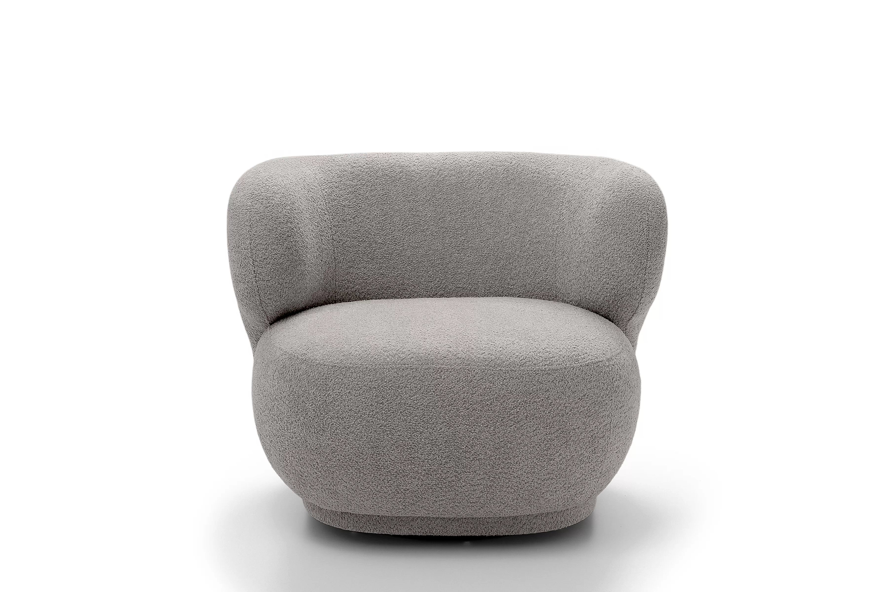 Relaxační křeslo Skindi otočné - šedá bouclé Catch Me 24 Křeslo čalouněná Skindi obrotowy - šedá boucle Catch Me 24