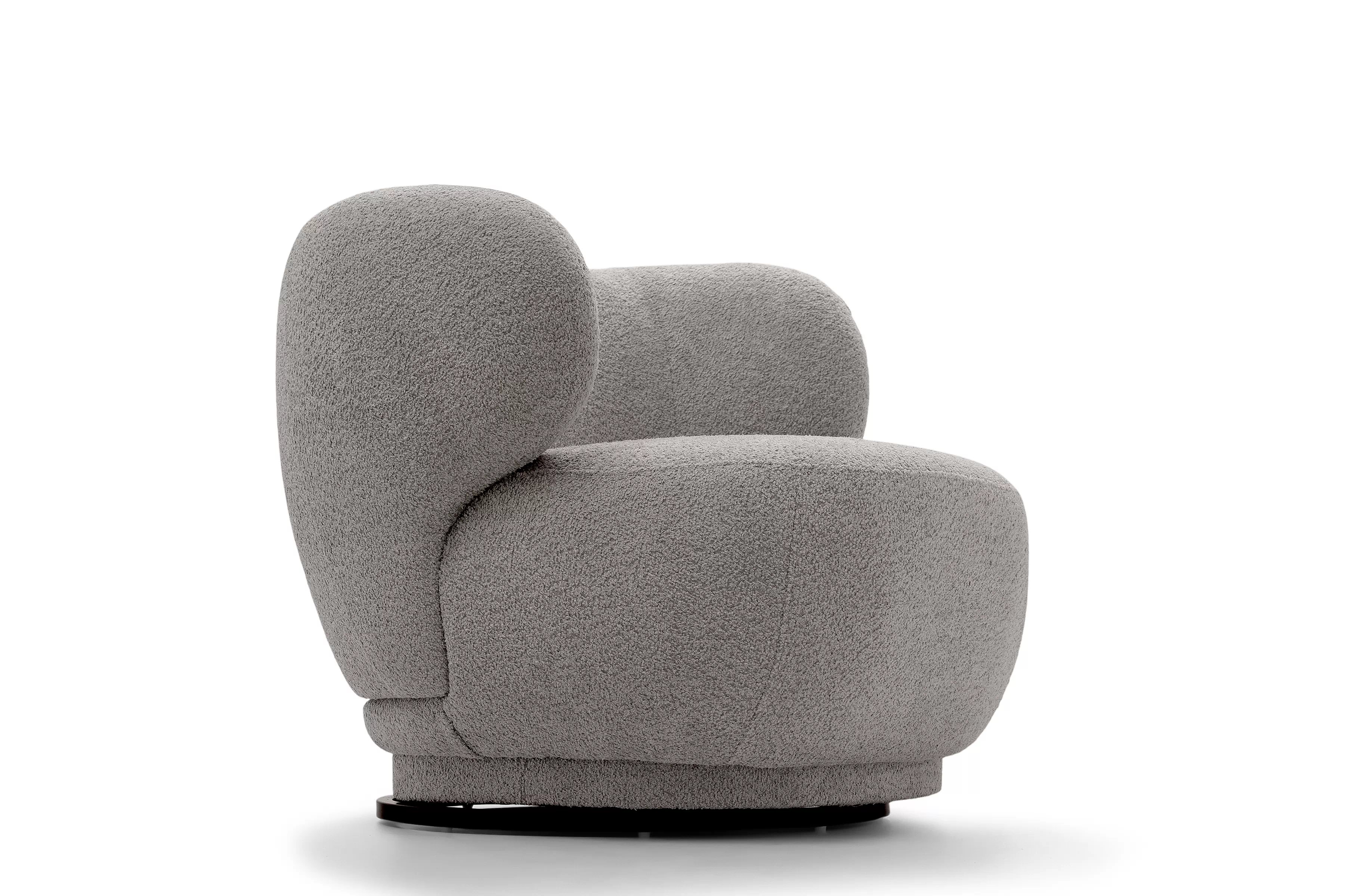 Relaxační křeslo Skindi otočné - šedá bouclé Catch Me 24 Křeslo čalouněná Skindi obrotowy - šedá boucle Catch Me 24