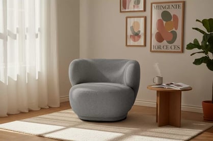 Relaxační křeslo Skindi otočné - šedá bouclé Catch Me 24 Křeslo čalouněná Skindi obrotowy - šedá boucle Catch Me 24