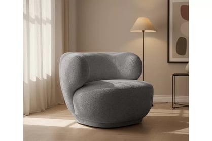 Relaxační křeslo Skindi otočné - šedá bouclé Catch Me 24 Křeslo čalouněná Skindi obrotowy - šedá boucle Catch Me 24