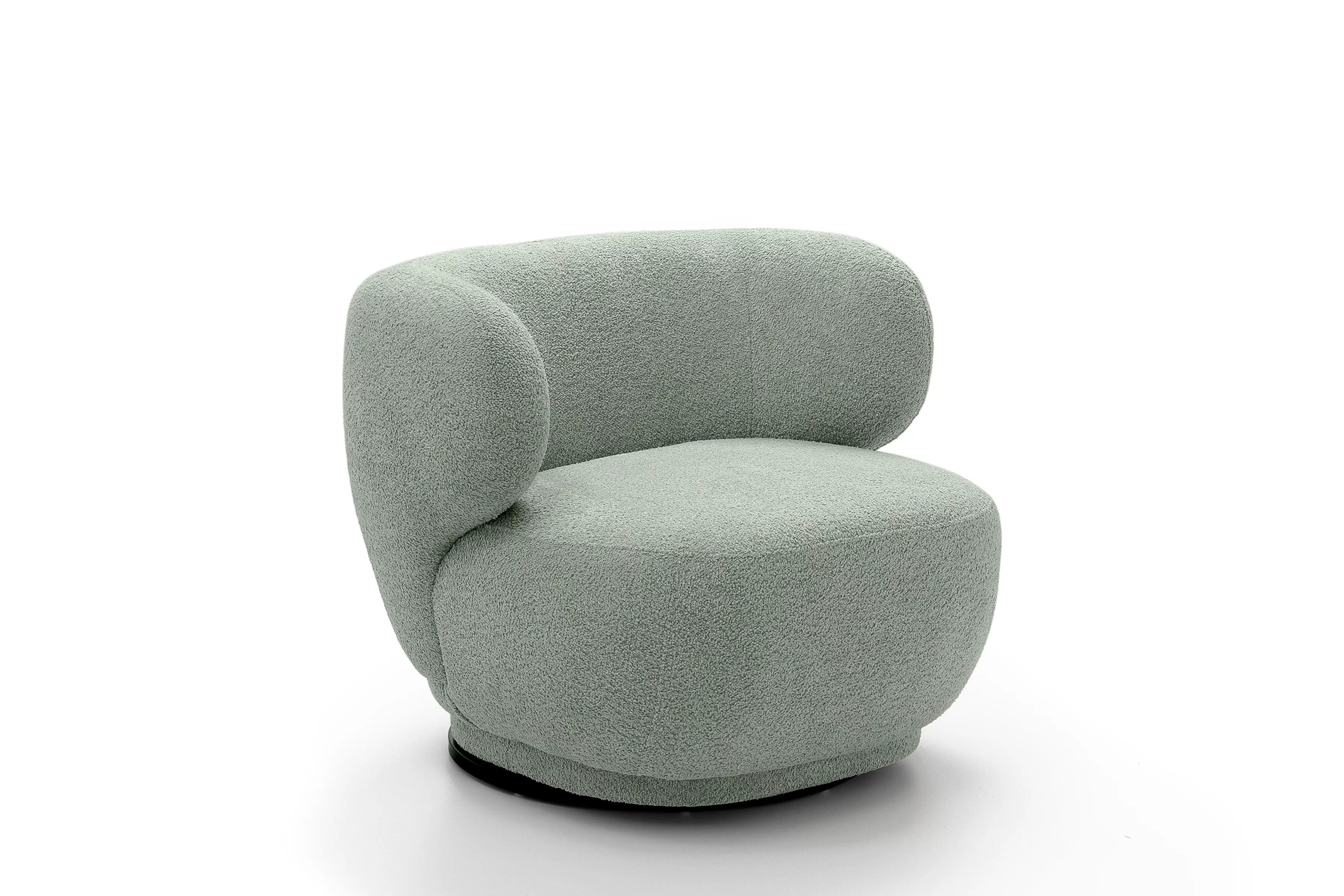 Relaxační křeslo Skindi otočné - zelená bouclé Catch Me 13 Křeslo čalouněná Skindi obrotowy - zielona boucle Catch Me 13