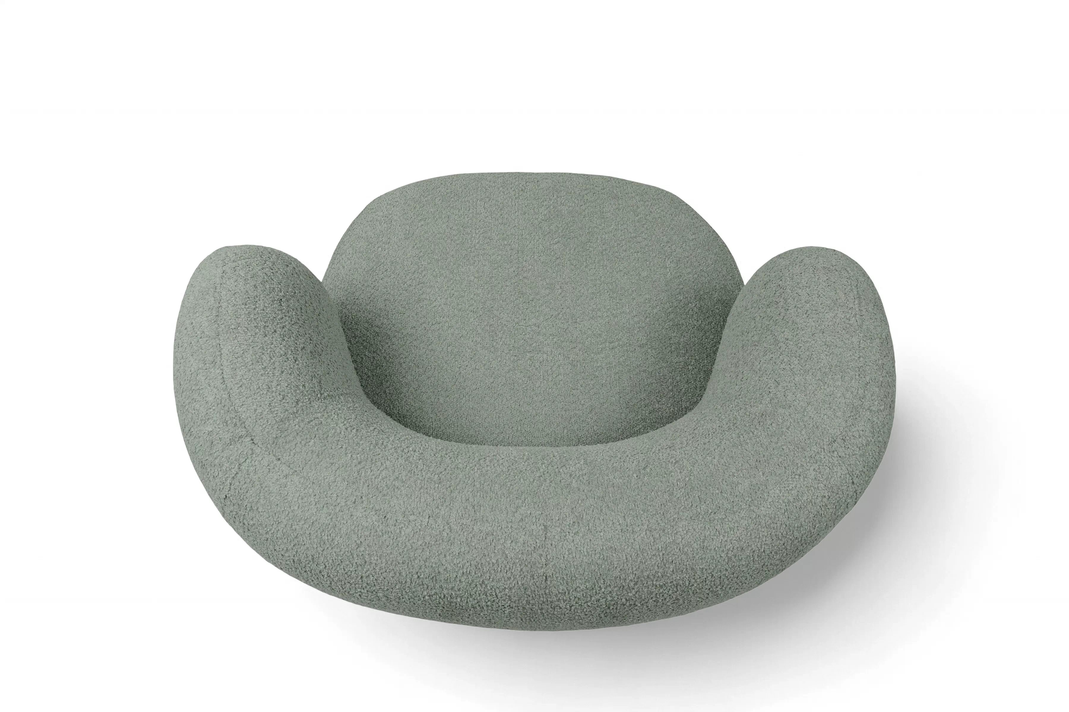 Relaxační křeslo Skindi otočné - zelená bouclé Catch Me 13 Křeslo čalouněná Skindi obrotowy - zielona boucle Catch Me 13