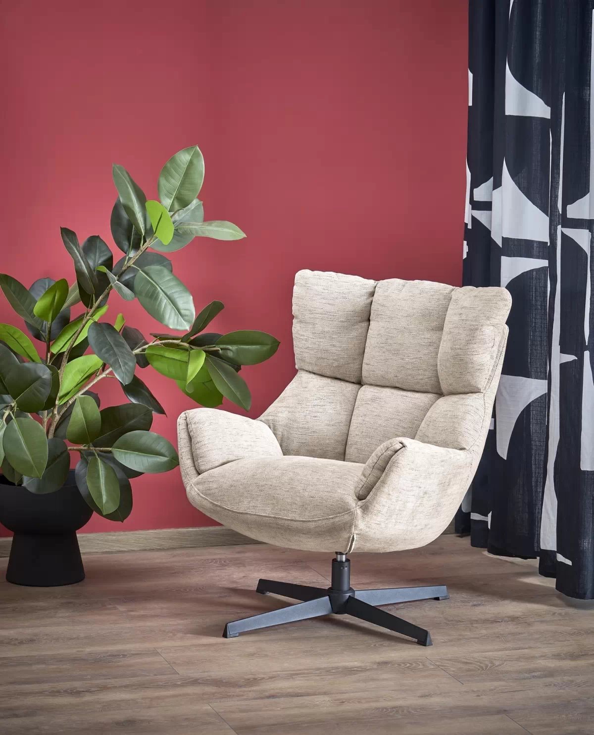 Otočné čalouněné křeslo Soremi - béžová / černé nožky Křeslo čalouněná Soremi obrotowy - béžová / Nohy černá