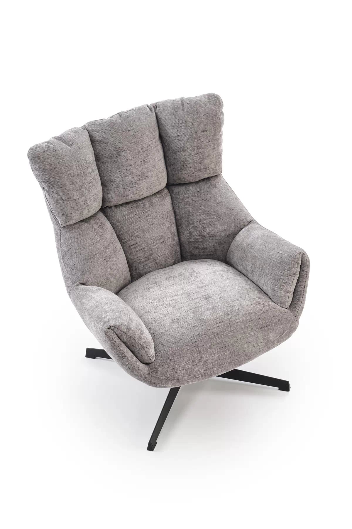 Otočné čalouněné křeslo Soremi - šedá / černé nožky Křeslo čalouněná soremi obrotowy - popelavá / Nohy černá