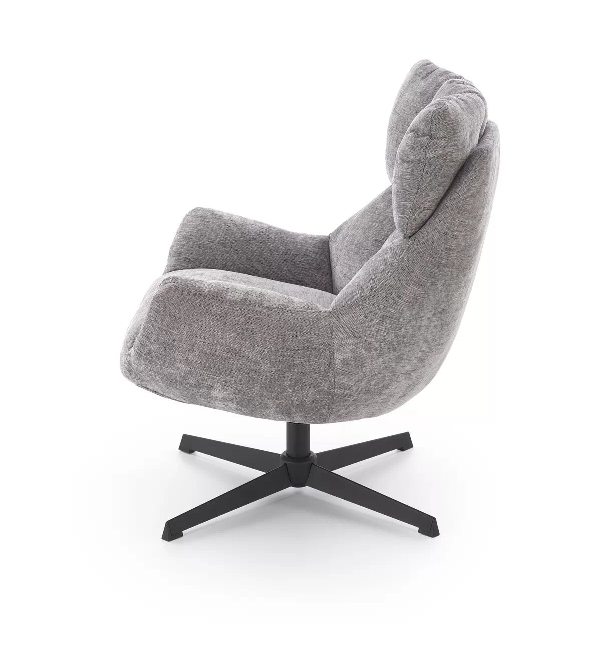 Otočné čalouněné křeslo Soremi - šedá / černé nožky Křeslo čalouněná soremi obrotowy - popelavá / Nohy černá