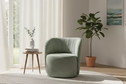 Relaxační křeslo Soya otočné - zelená bouclé Catch Me 13 Křeslo čalouněná Soya obrotowy - zielona bocule Catch Me 13