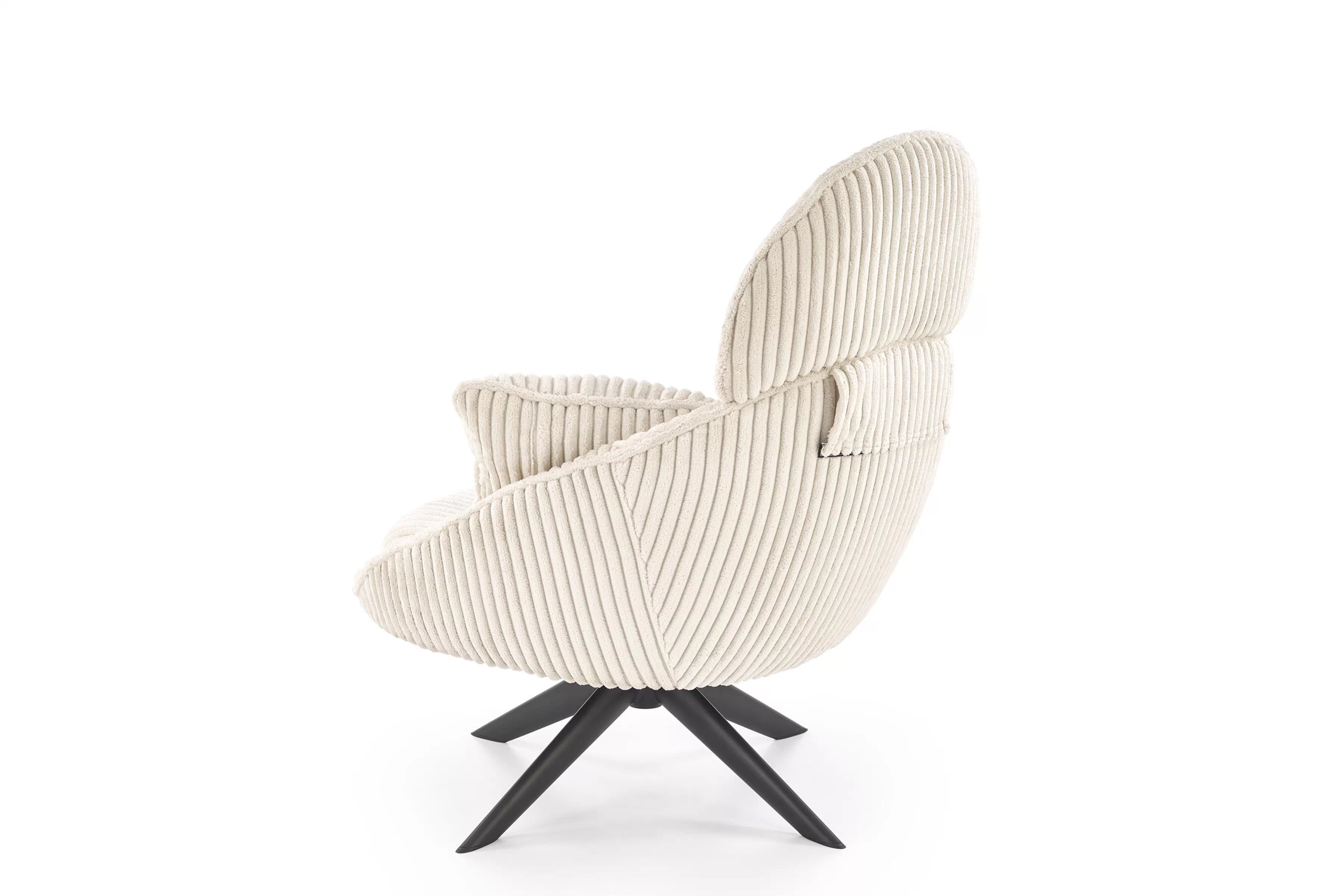 Hojdacie kreslo Velmina otočné - krémový zamat Kreslo odpočinkové Velmina - béžový plusz