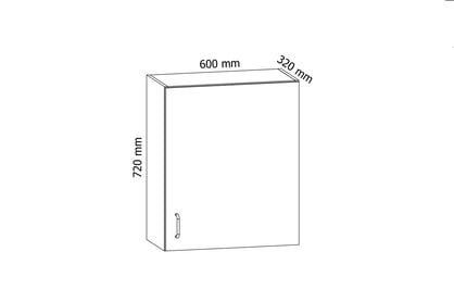 Aspen Gri lucios G60 P/L - Dulap suspendat cu o ușă Szafka Bucătărie suspendat ușă simplă Aspen G60 P/L - Dimensiuni