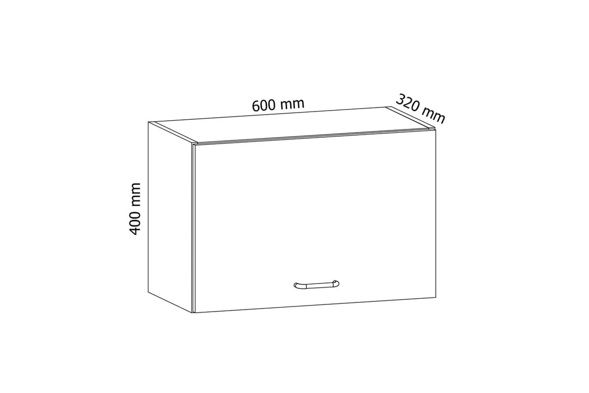Horná kuchynská skrinka Aspen G60K - biely lesk Skrinka Kuchynská závesná nízka Aspen G60K - Rozmery