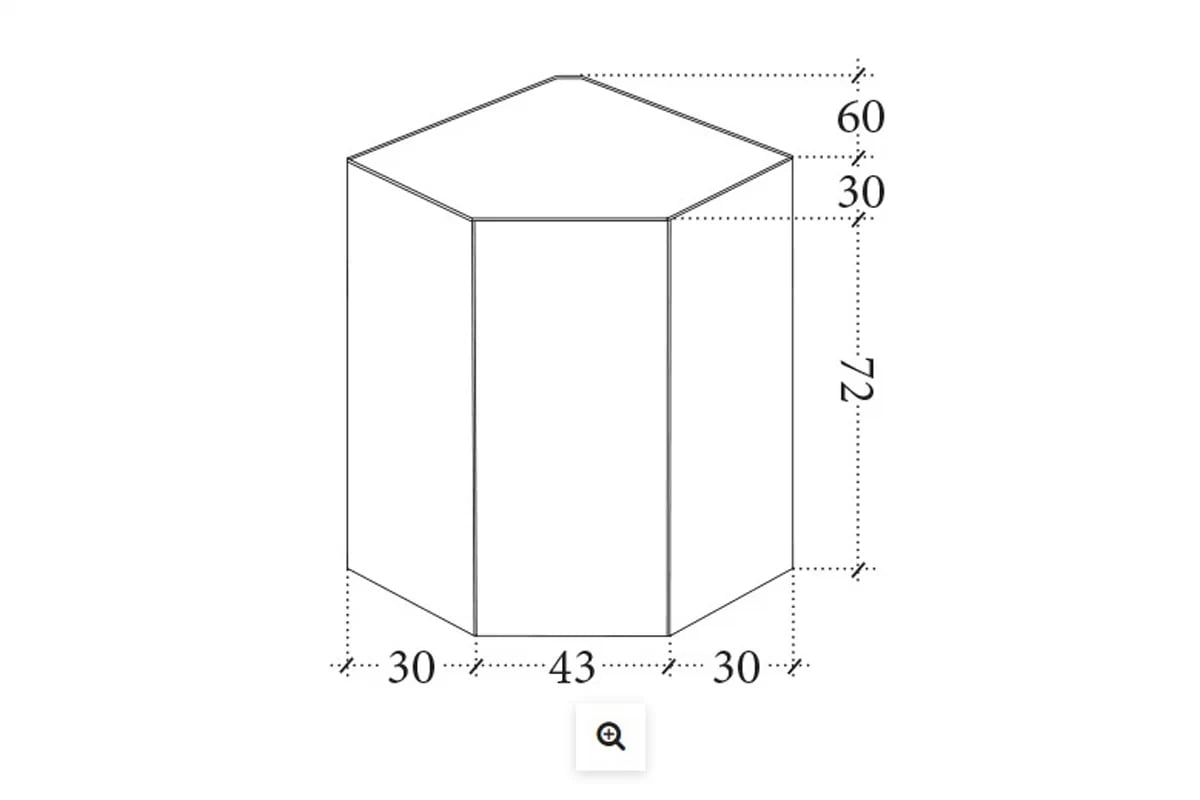 Horní kuchyňská skříňka Aspen G60N rohová jednodveřová – bílý lesk Skříňka kuchyňská závěsná rohová Aspen G60N - Rozměry 