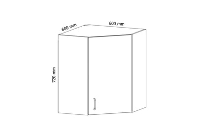 Závěsná rohová skříňka Aspen G60N - bílý lesk Skříňka kuchyňská závěsná rohová Aspen G60N - Rozměry Skříňky 