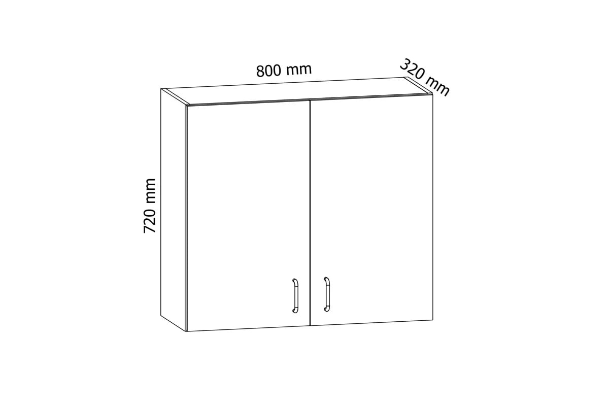 Horná kuchynská skrinka Aspen G80C dvojdverová so sušiakom na riad - sivý lesk Skrinka Kuchynská z suszarka do naczyn Aspen G80C - Rozmery
