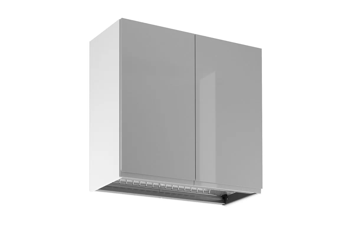 Horná kuchynská skrinka Aspen G80C dvojdverová so sušiakom na riad - sivý lesk Skrinka Kuchynská z suszarka do naczyn Aspen G80C - Šedý lesk