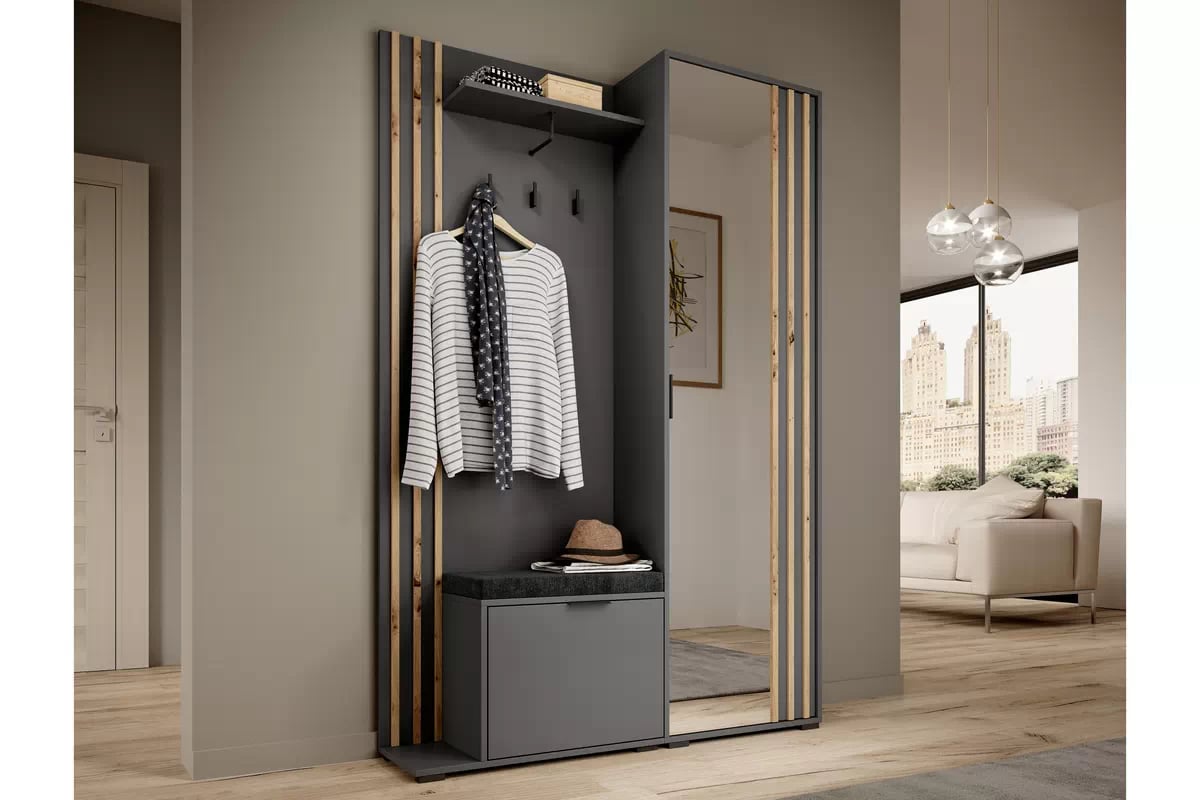 šatník do predsiene Neria - 131 cm - grafit / artisan šatník do predsienie Neria - grafit / artisan