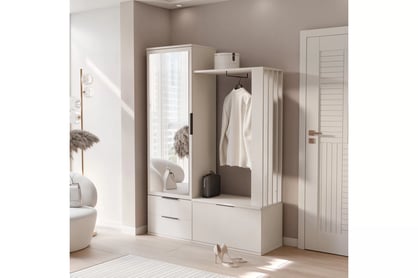 Predsieňová zostava Lagos so zrkadlom - piesková béžová šatník Lagos do predsienie z zrkadlom - Béžová Pieskový