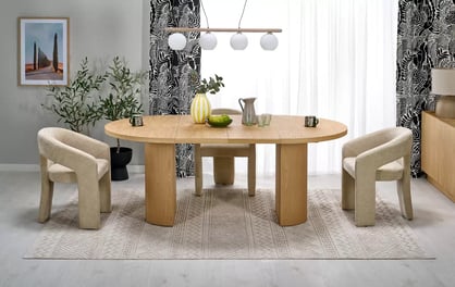 Okrúhly rozkladací stôl Ulvane 120-200x120 cm - prírodný dub garibaldi Stôl rozkladany Dub prírodné matowy (2p=1szt)