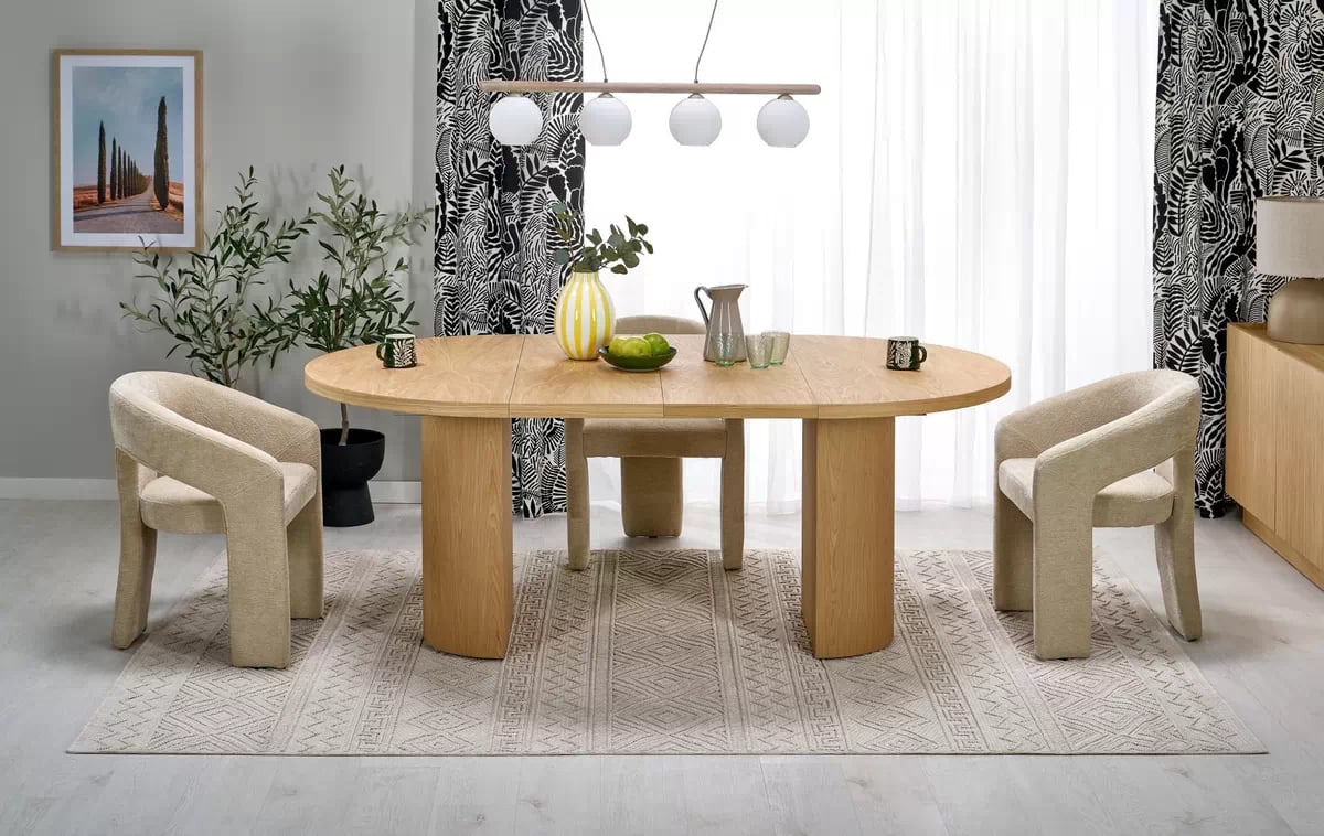 Okrúhly rozkladací stôl Ulvane 120-200x120 cm - prírodný dub garibaldi Stôl rozkladany Dub prírodné matowy (2p=1szt)