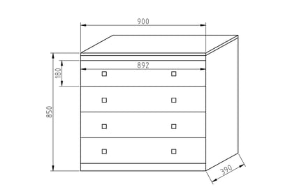 Komoda Gold 90 cm se zásuvkami Komoda se čtyřmi zásuvkami Gold 