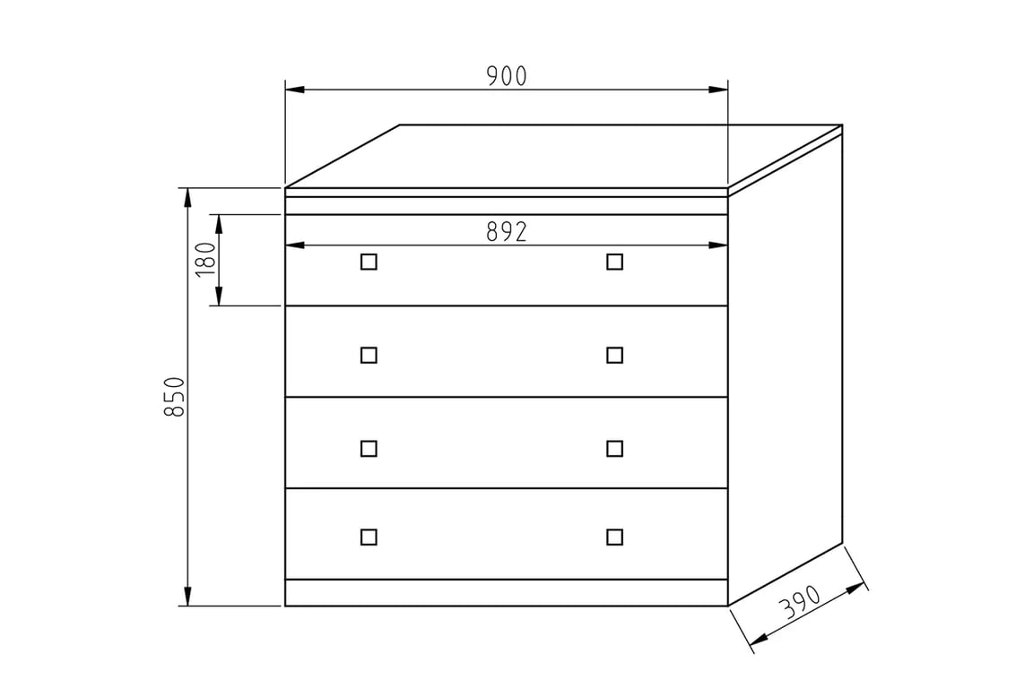 Komoda Gold 90 cm se zásuvkami Komoda se čtyřmi zásuvkami Gold 