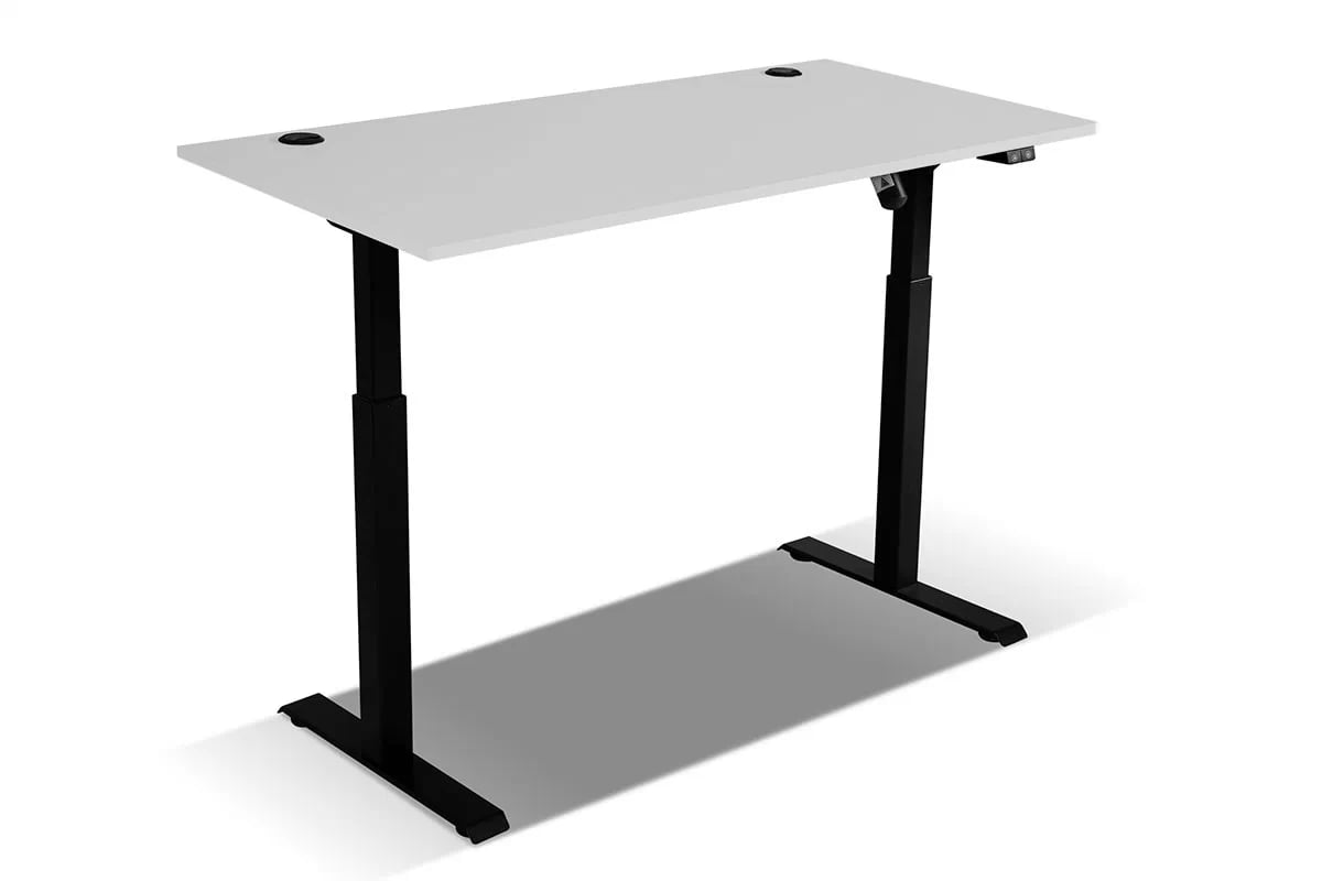 Psací stůl Glibia s elektrickým nastavením výšky - světlá šedá nastavitelné psací stůl