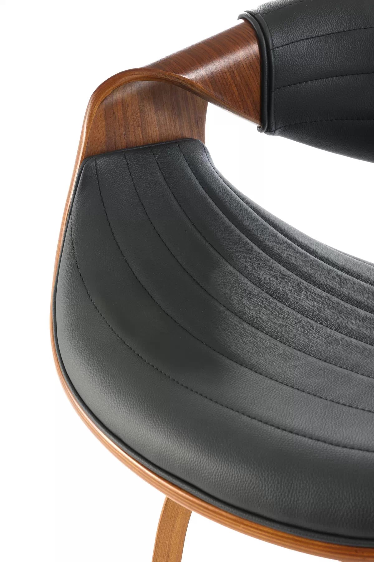 Čierny barový stolička Solvane s čalúneným sedadlom - ekokoža / orech h123 Barová stolička Čierny / orieškový