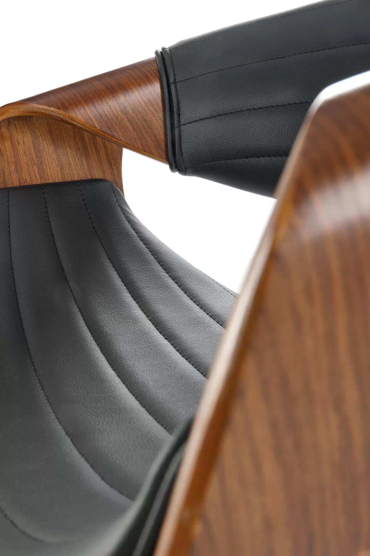 Čierny barový stolička Solvane s čalúneným sedadlom - ekokoža / orech h123 Barová stolička Čierny / orieškový