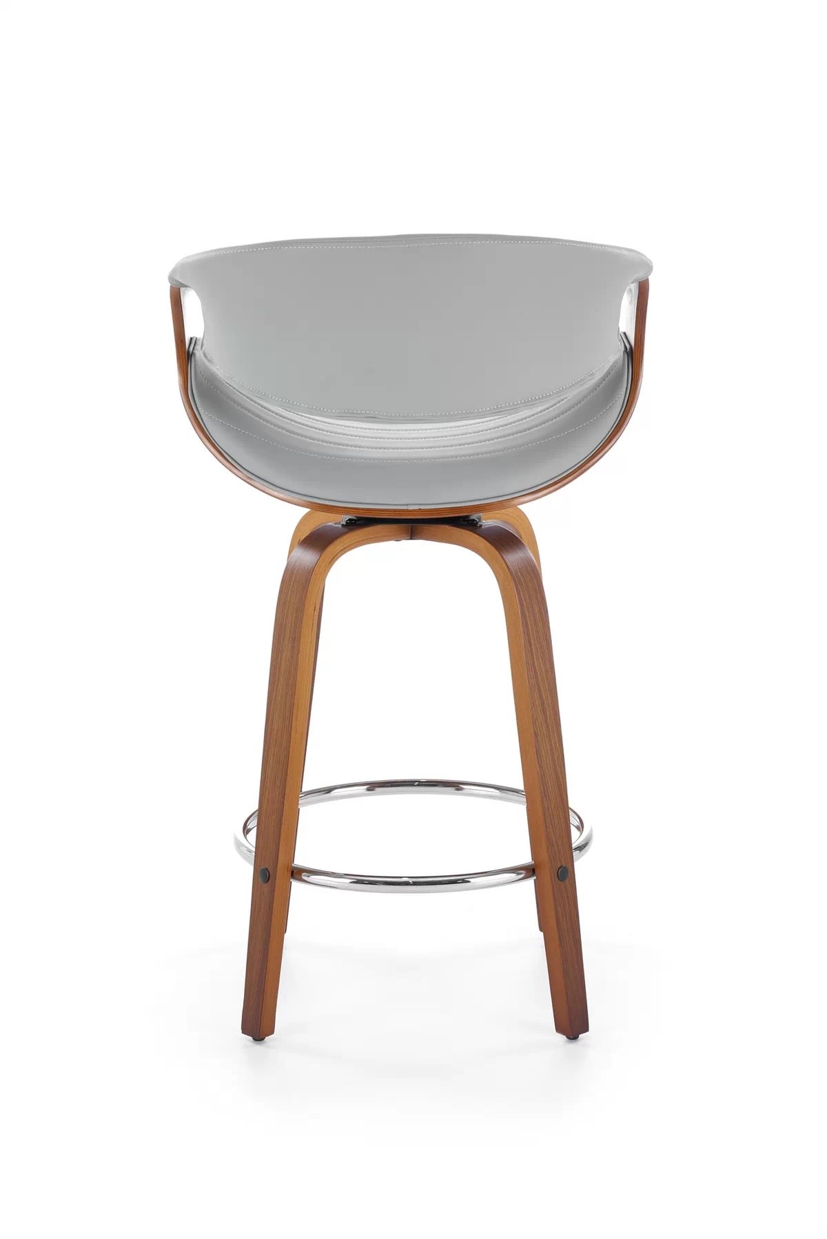 Hoker Solvane s čalúneným sedadlom - šedá ekokoža / orech h123 Barová stolička Popolový / orieškový