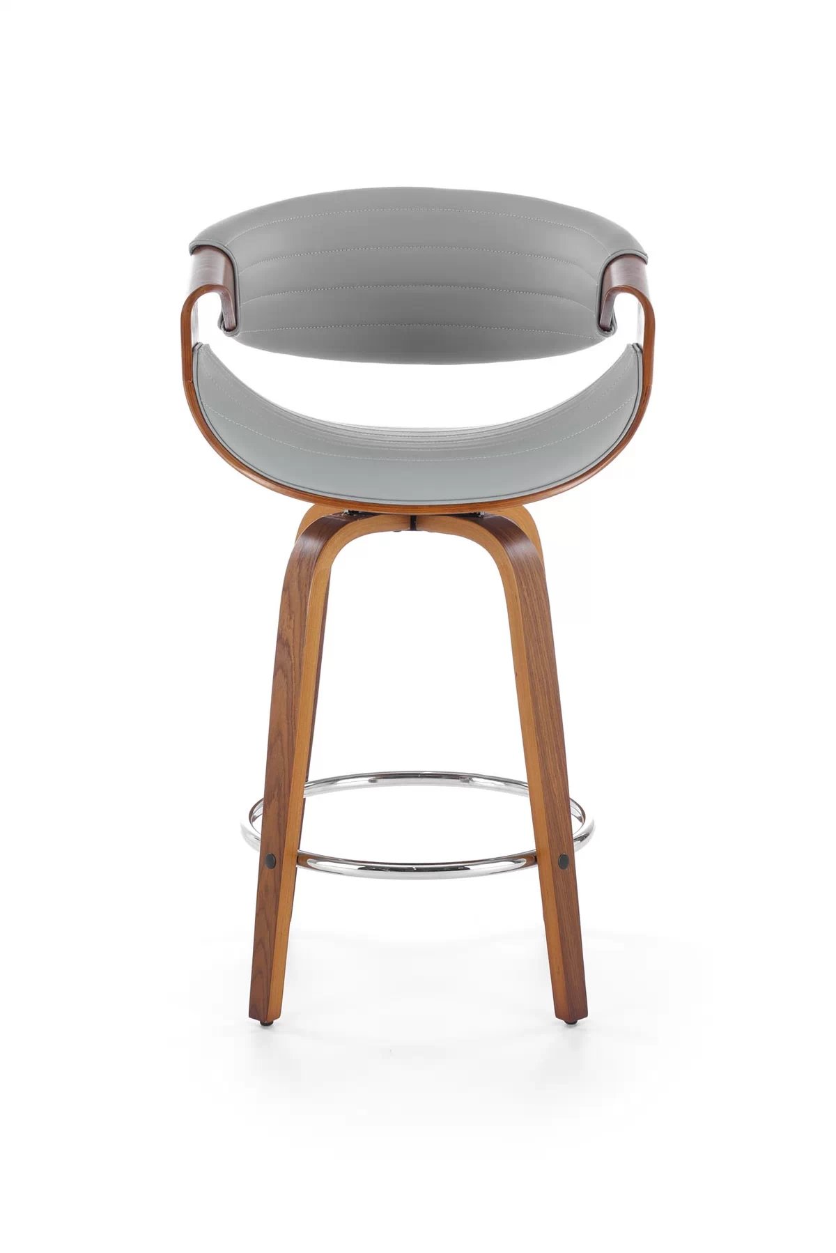 Hoker Solvane s čalúneným sedadlom - šedá ekokoža / orech h123 Barová stolička Popolový / orieškový