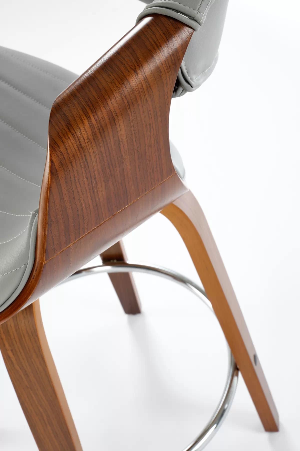 Hoker Solvane s čalúneným sedadlom - šedá ekokoža / orech h123 Barová stolička Popolový / orieškový