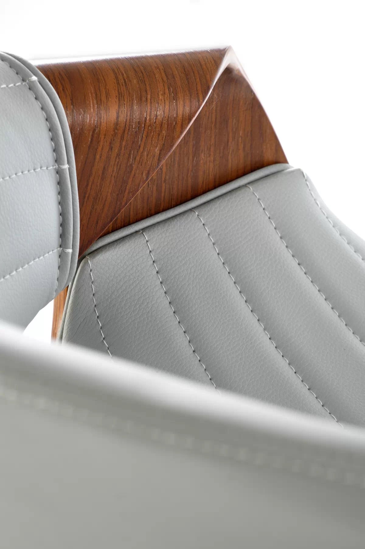 Hoker Solvane s čalúneným sedadlom - šedá ekokoža / orech h123 Barová stolička Popolový / orieškový