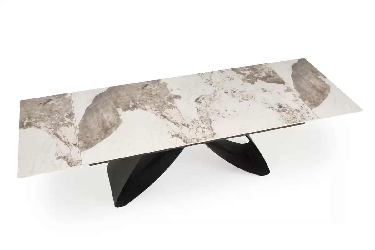 Rozkládací stůl Morvian 180-260x90 cm - bílý mramor / černá hilario Stůl rozkládací, Deska - bílá mramor, Nohy - černá